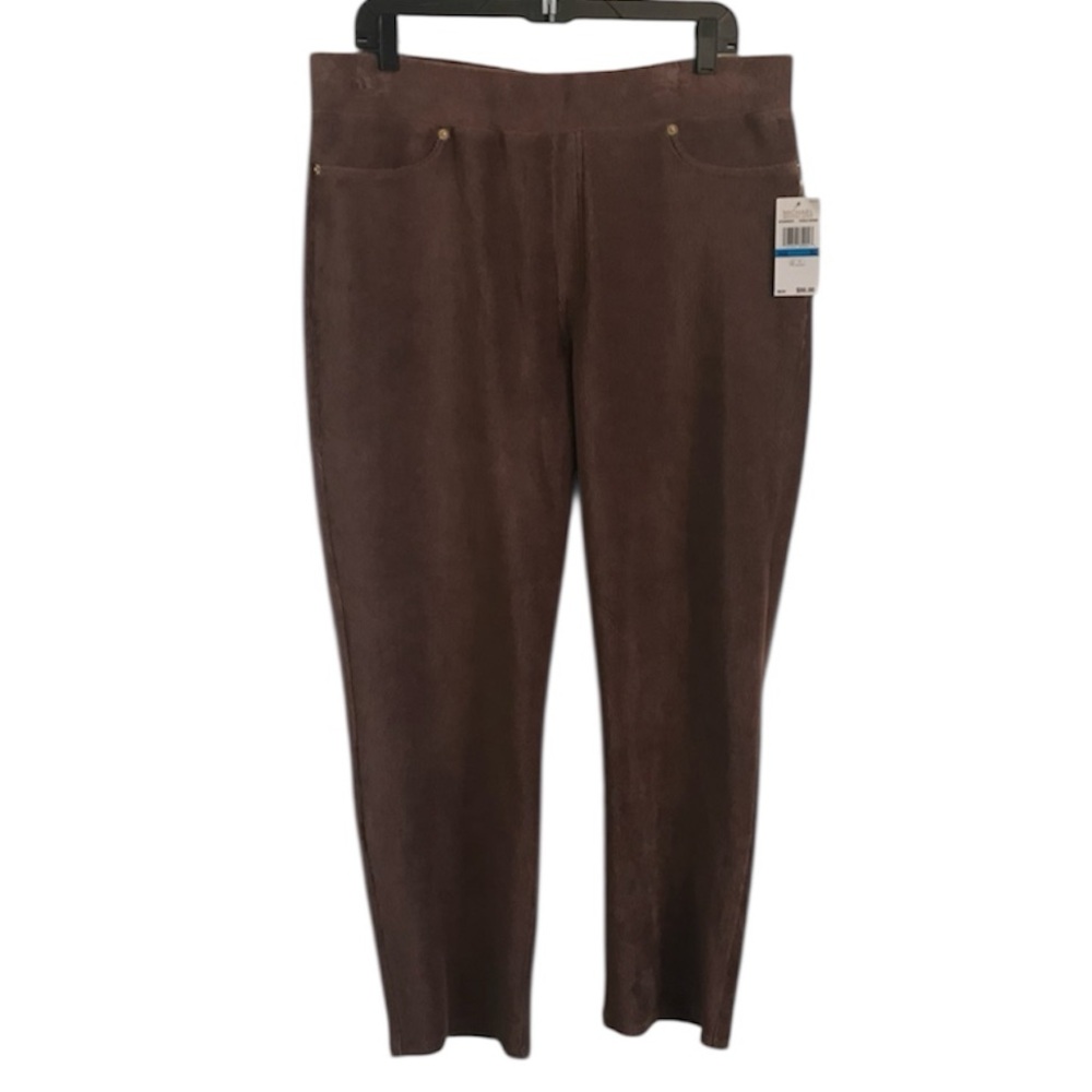 MK Michael Kors Women’s XL Brown Stretch Corduroy Pull On Straight Leg Pants NWT
